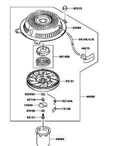Kawasaki Fh430v-Cs26 Starter Diagram and Parts List for H1536 55AI4HPR050-WAM Cub Cadet Lawn Mower